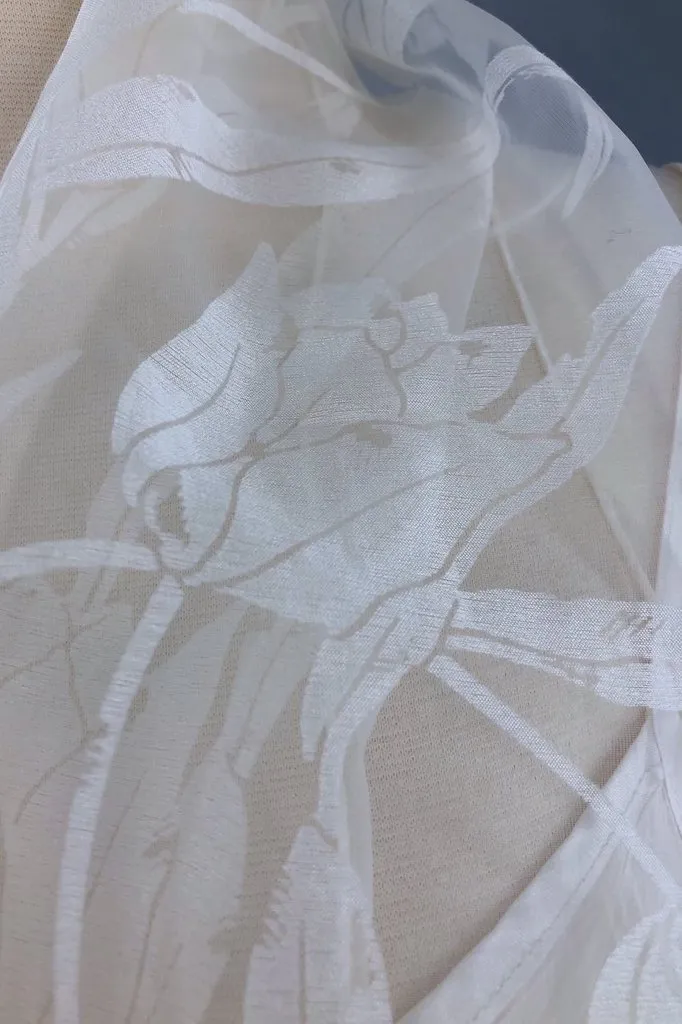 Vintage White Tulips Italian Sheer Scarf