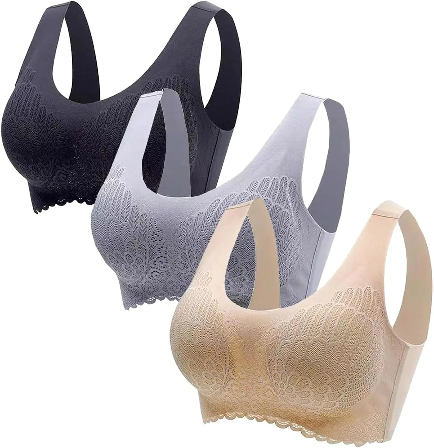 Wire-Free Sports Bra for Women -Full Support Sleep & Lounge Bra with Airy Comfort, Seamless Push-Up Bra