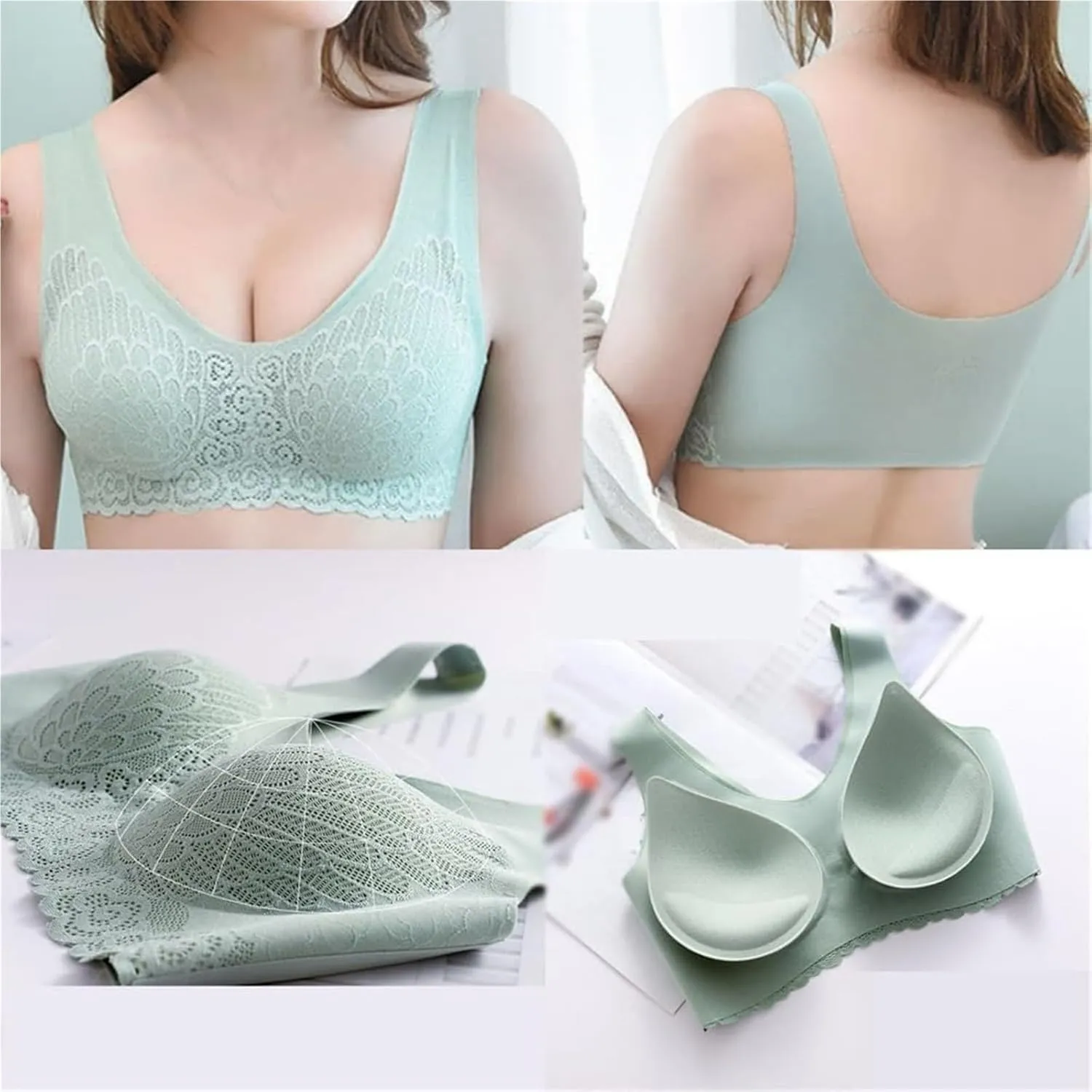 Wire-Free Sports Bra for Women -Full Support Sleep & Lounge Bra with Airy Comfort, Seamless Push-Up Bra