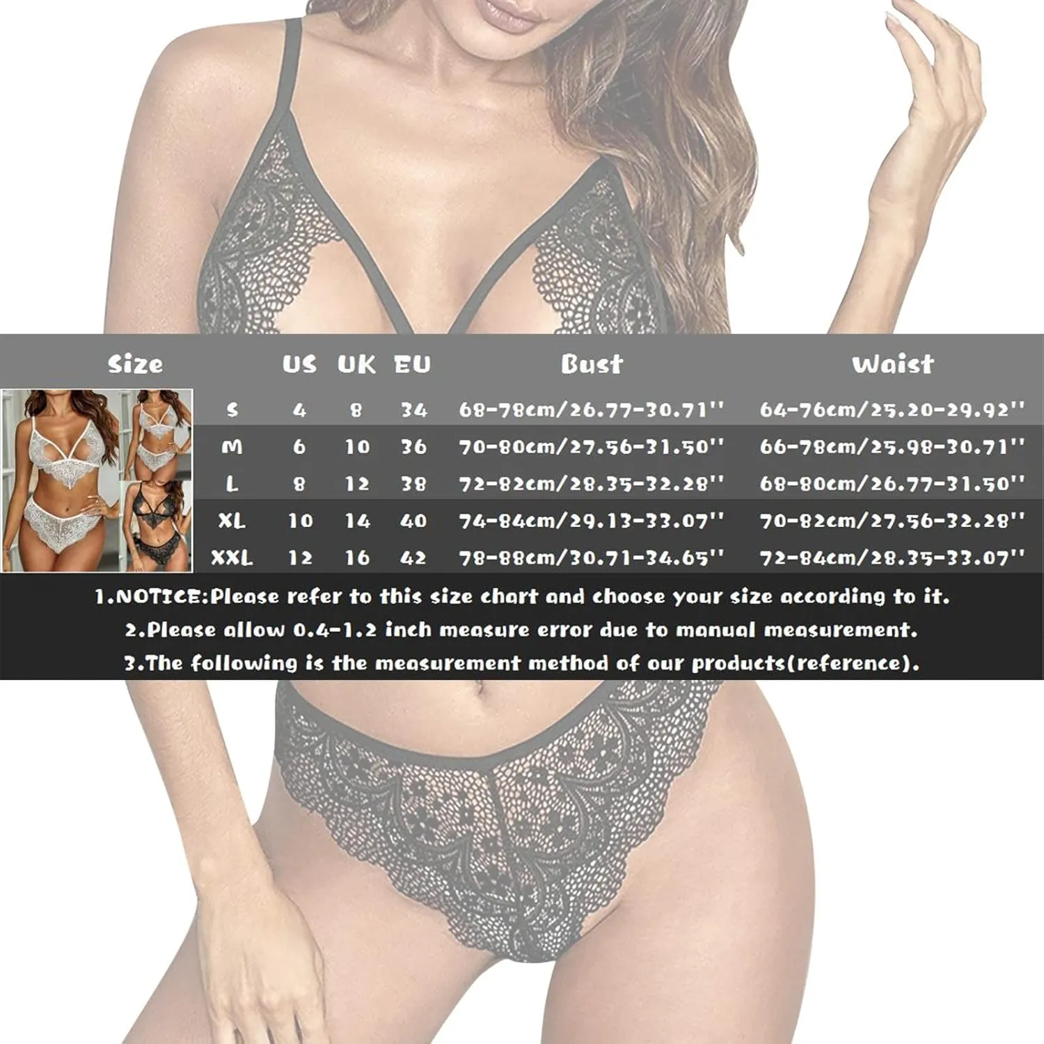 Women Plus Size 2 Piece Lingerie Sexy Floral Lace Scallop Trim Bralette and High Waist Panty Set Naughty Outfits