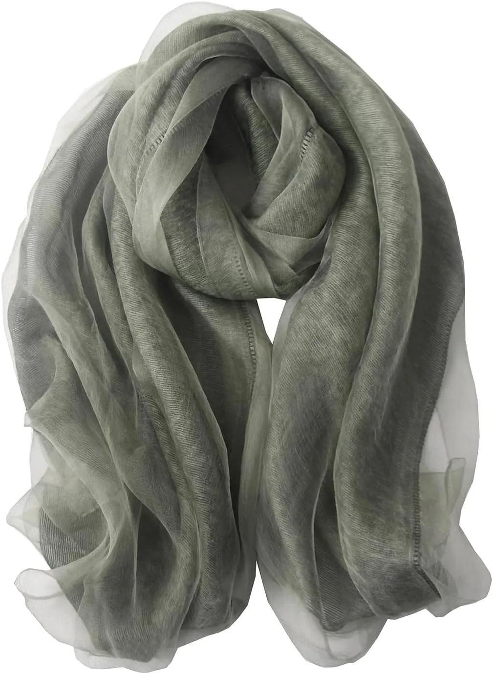 Women's Double Layer Scarf Lightweight Silk Wool Blend - Fluffy Airy All-Season Scarf Solid Color for Coats & Jackets