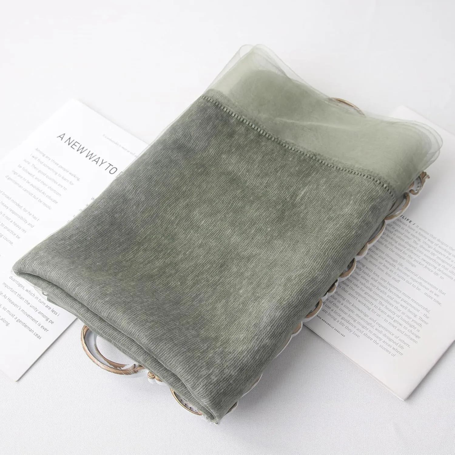 Women's Double Layer Scarf Lightweight Silk Wool Blend - Fluffy Airy All-Season Scarf Solid Color for Coats & Jackets