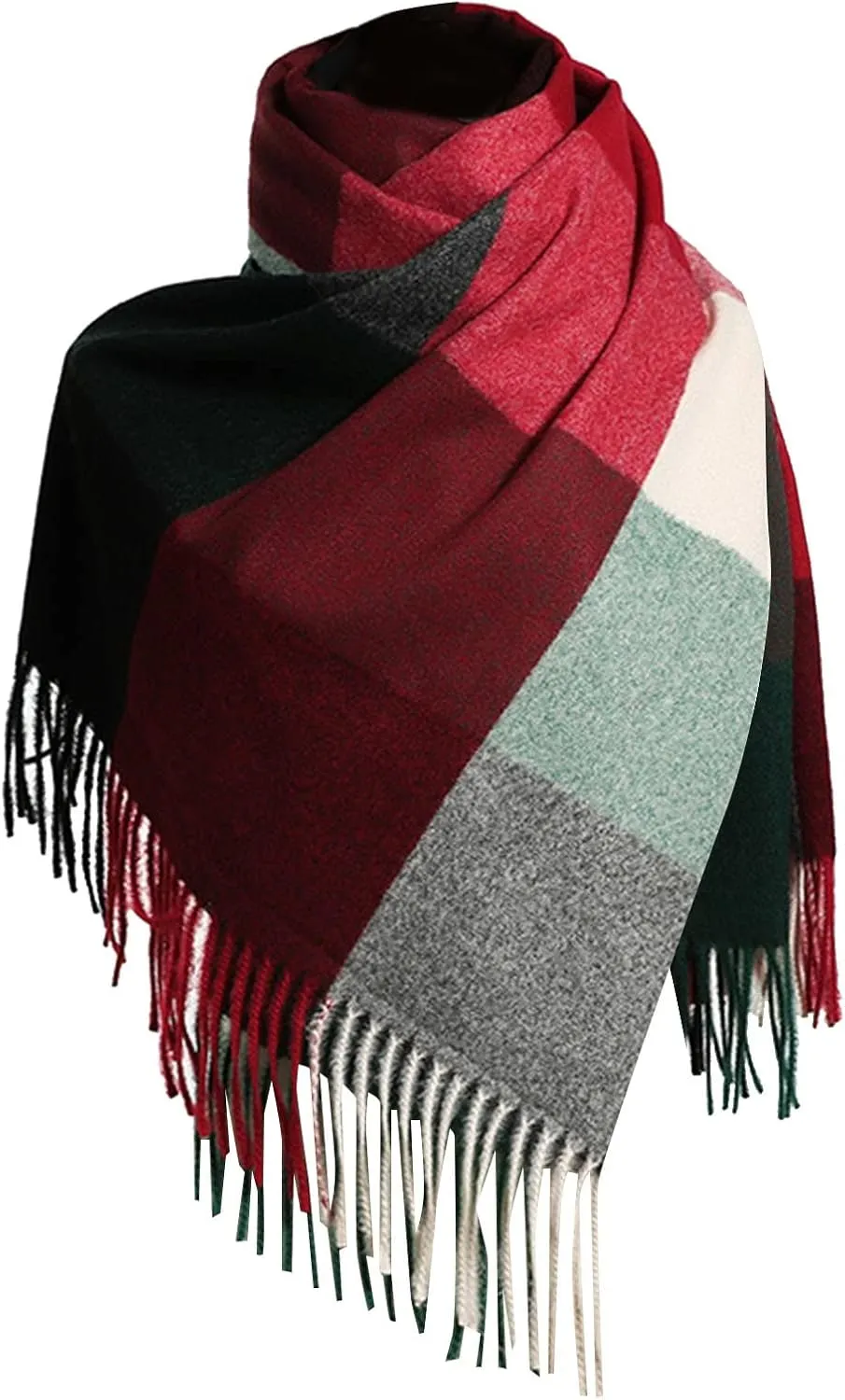 Women's Large Plaid Blanket Scarf Chunky Oversized Winter Fall Warm Scarf Big Tartan Scarves Wrap Shawl (F, One Size)
