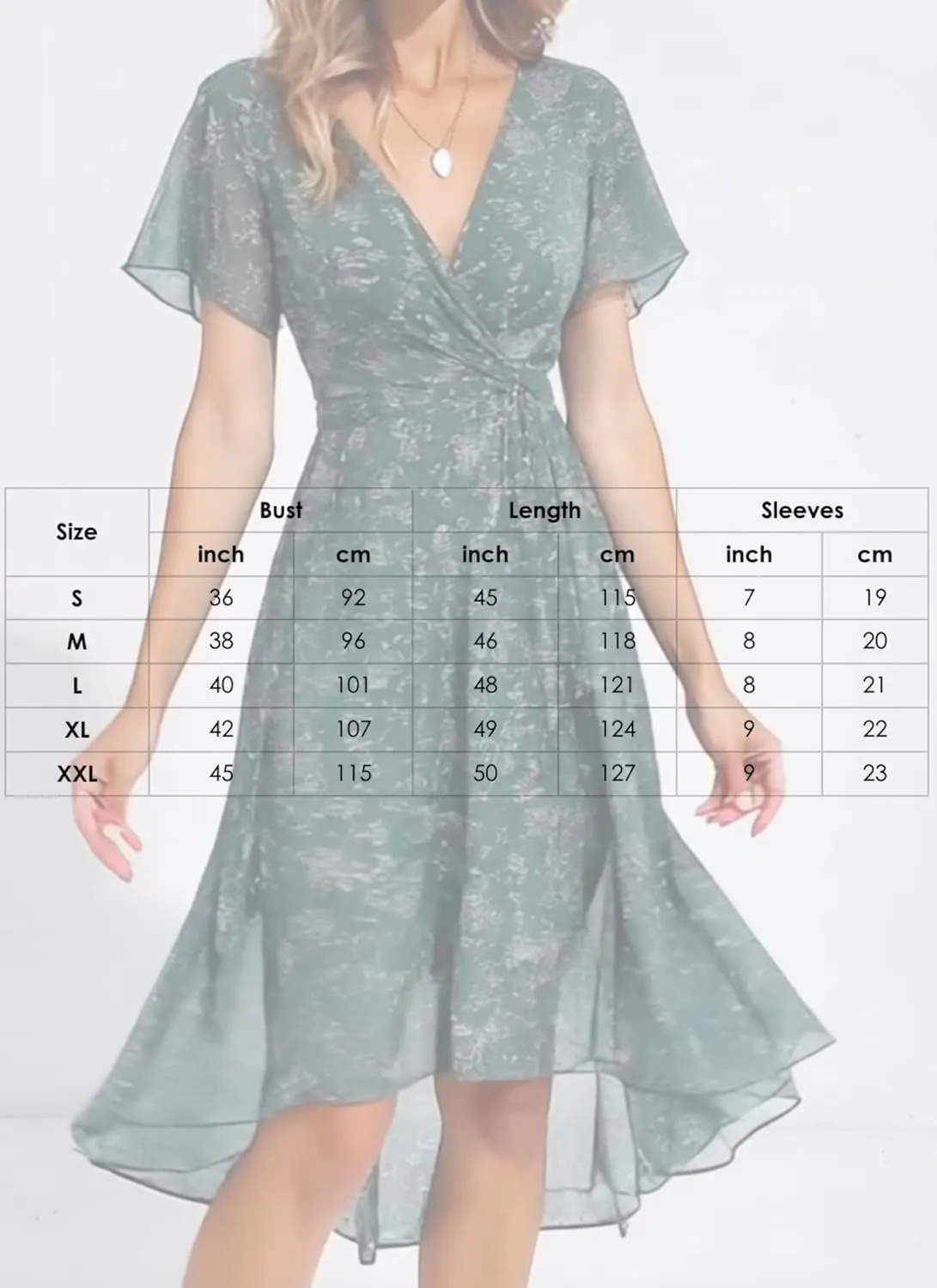 Women's Summer V-Neck Floral Wrap Midi Dress Ruffled Hem V-Neck Short Sleeve Flowy Beach Vacation Casual Outfit Dress