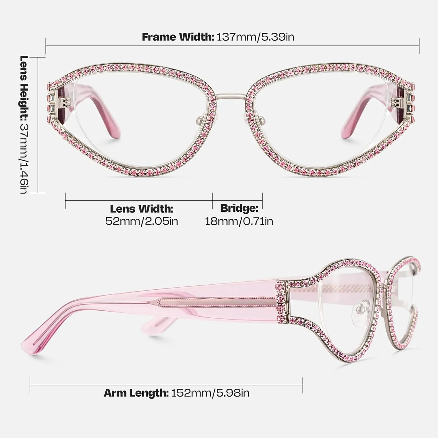 Zeelool Ladies's Cat Eye Frame Glasses With Shiny Diamonds Star GlassesZJGM237991