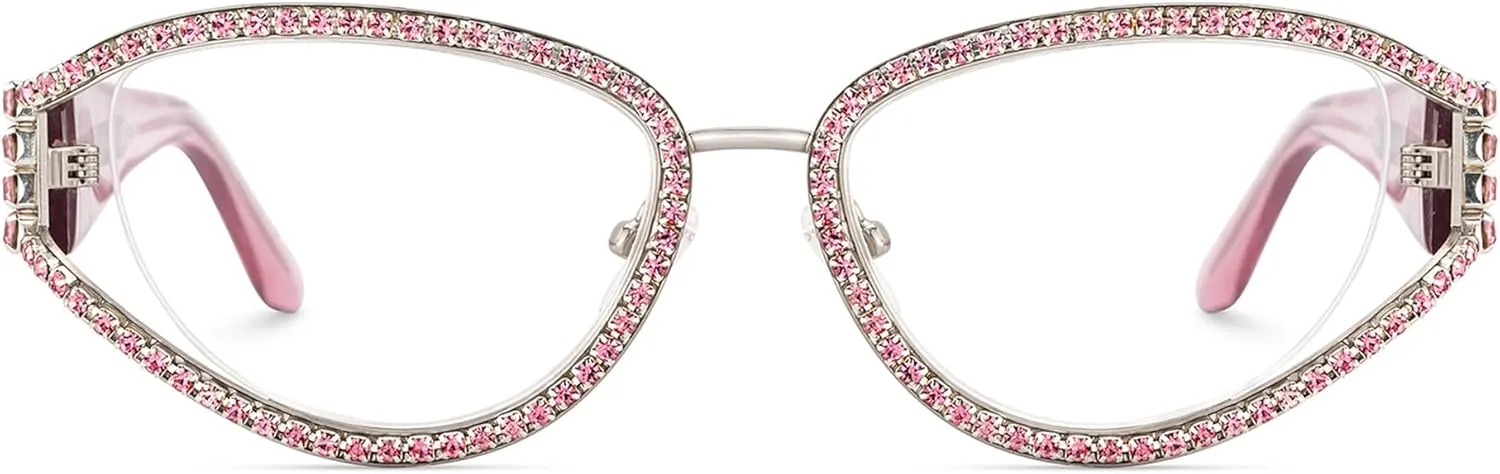 Zeelool Ladies's Cat Eye Frame Glasses With Shiny Diamonds Star GlassesZJGM237991